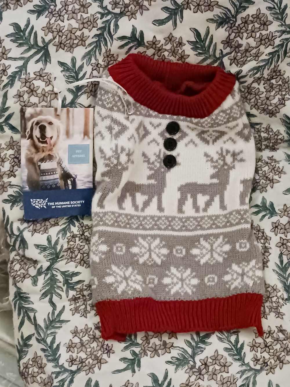 Reindeer Winter Knit Dog Sweater with Fleece Interior